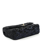 Sequin Quilted Small Single Flap Black