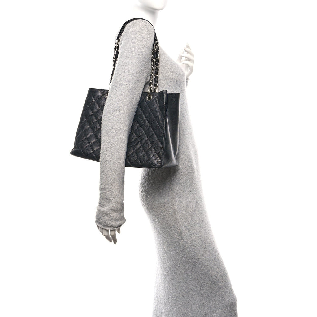 Caviar Quilted Grand Shopping Tote GST Black