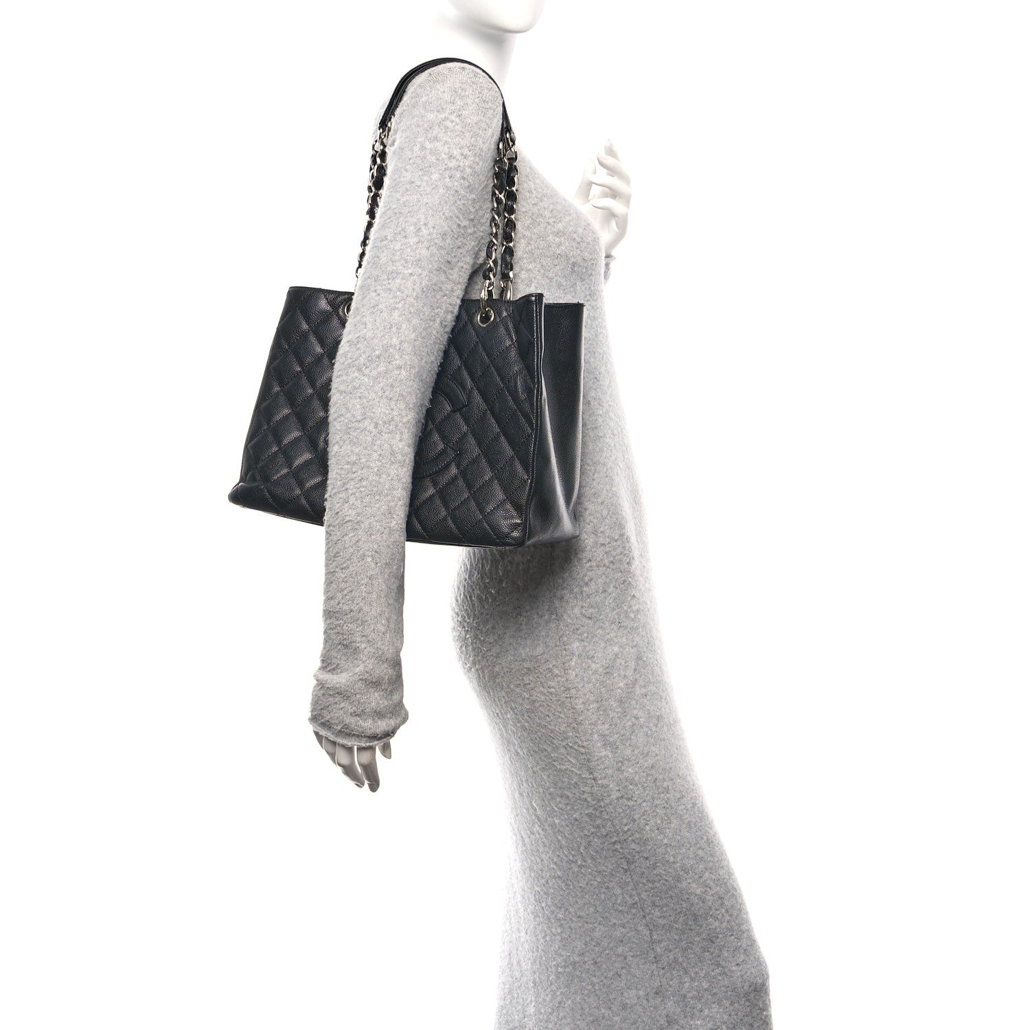 Caviar Quilted Grand Shopping Tote GST Black