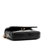 Lambskin Quilted Enamel Mini Belt Bag Black