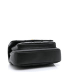 Calfskin Quilted Top Handle Flap Black