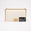 Chanel Medium Le Boy Bag Caviar White 2019