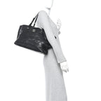 Glazed Calfskin Large On The Road Tote Black