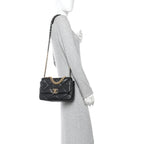 Goatskin Quilted Medium Chanel 19 Flap Black