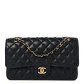 Caviar Quilted Medium Double Flap Black