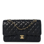 Caviar Quilted Medium Double Flap Black
