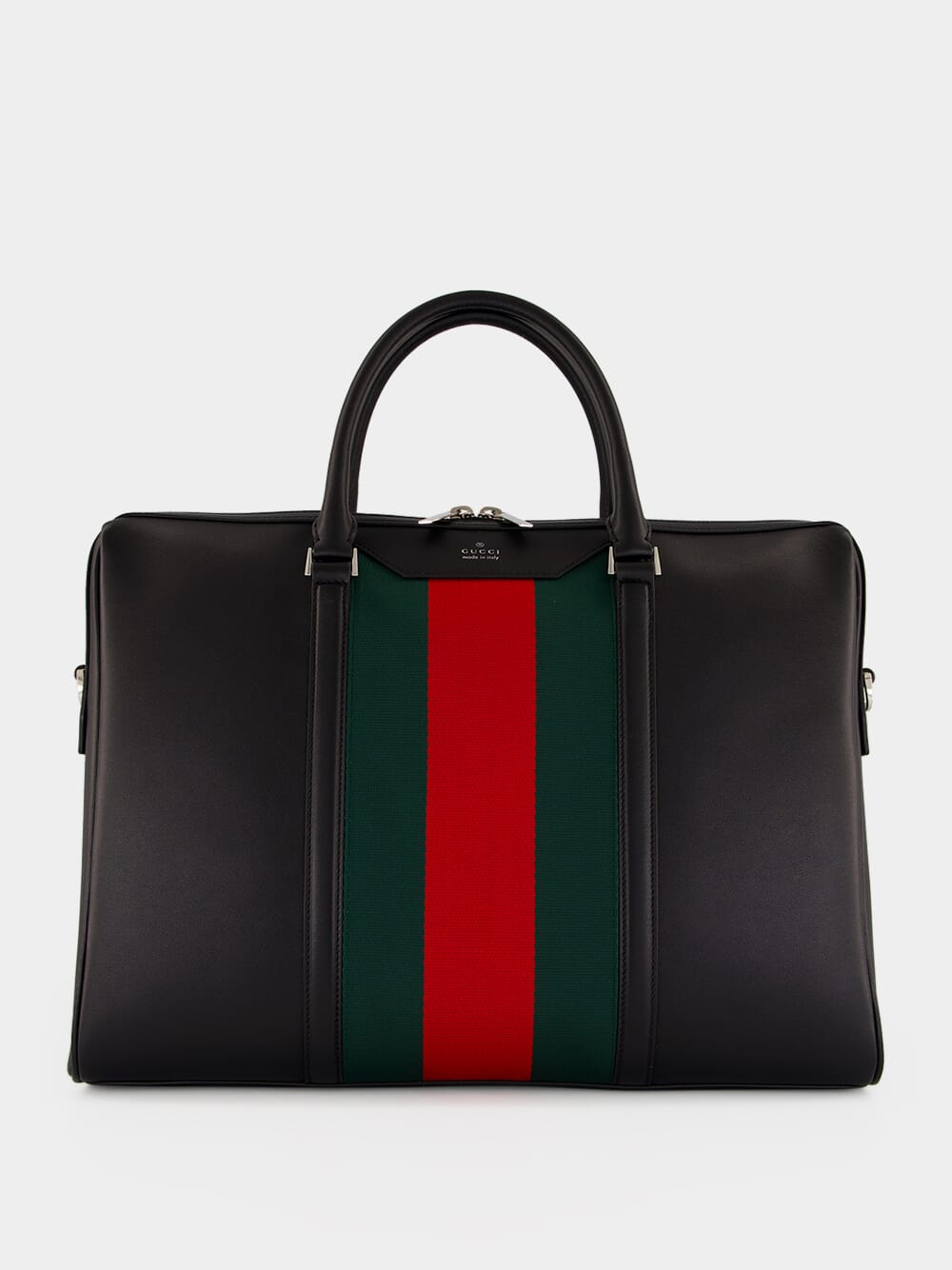 Black Leather Mega Web Medium Briefcase