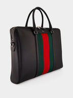 Black Leather Mega Web Medium Briefcase