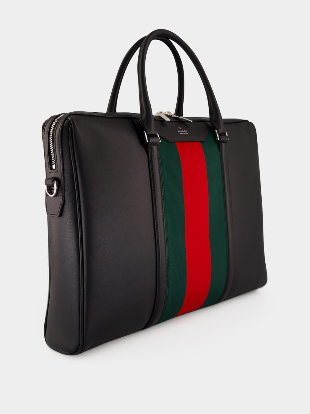 Black Leather Mega Web Medium Briefcase