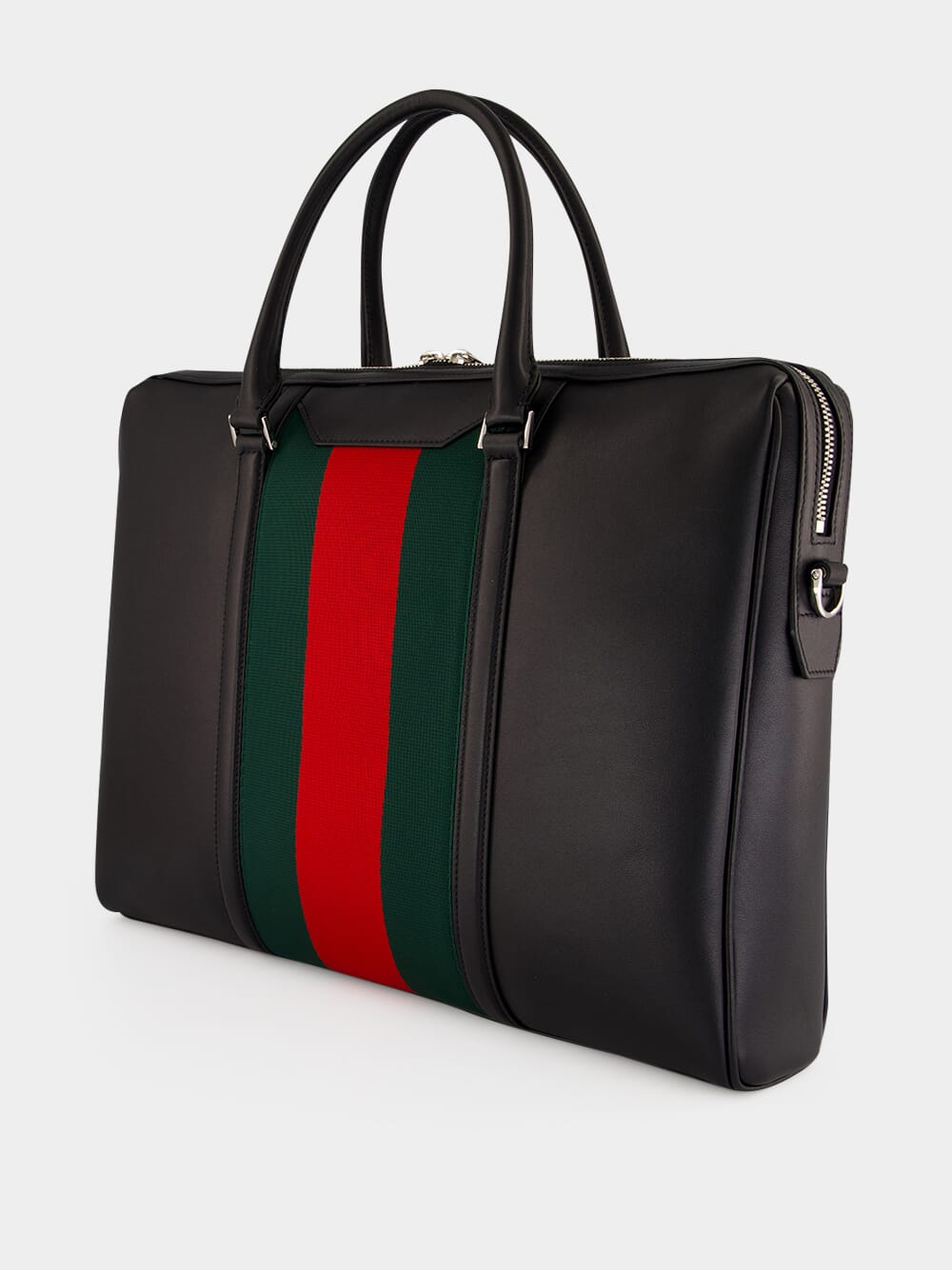 Black Leather Mega Web Medium Briefcase