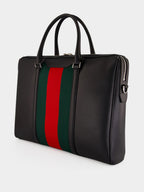 Black Leather Mega Web Medium Briefcase