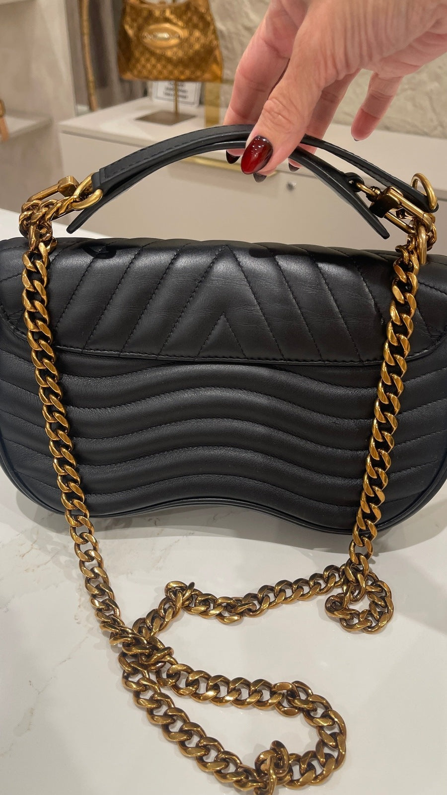 Louis Vuitton New Wave PM Quilted Calfskin Chain Bag