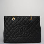 Chanel Medium Grand Shopping Tote Black GST Bag in Caviar Leather with Gold Hardware 2014