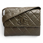 Chanel Vintage Lambskin Olive Green Crossbody Bag