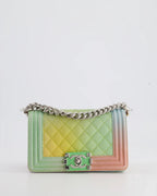 Chanel Caviar Quilted Small Cuba Rainbow Le Boy Bag Multicolour with Silver Hardware