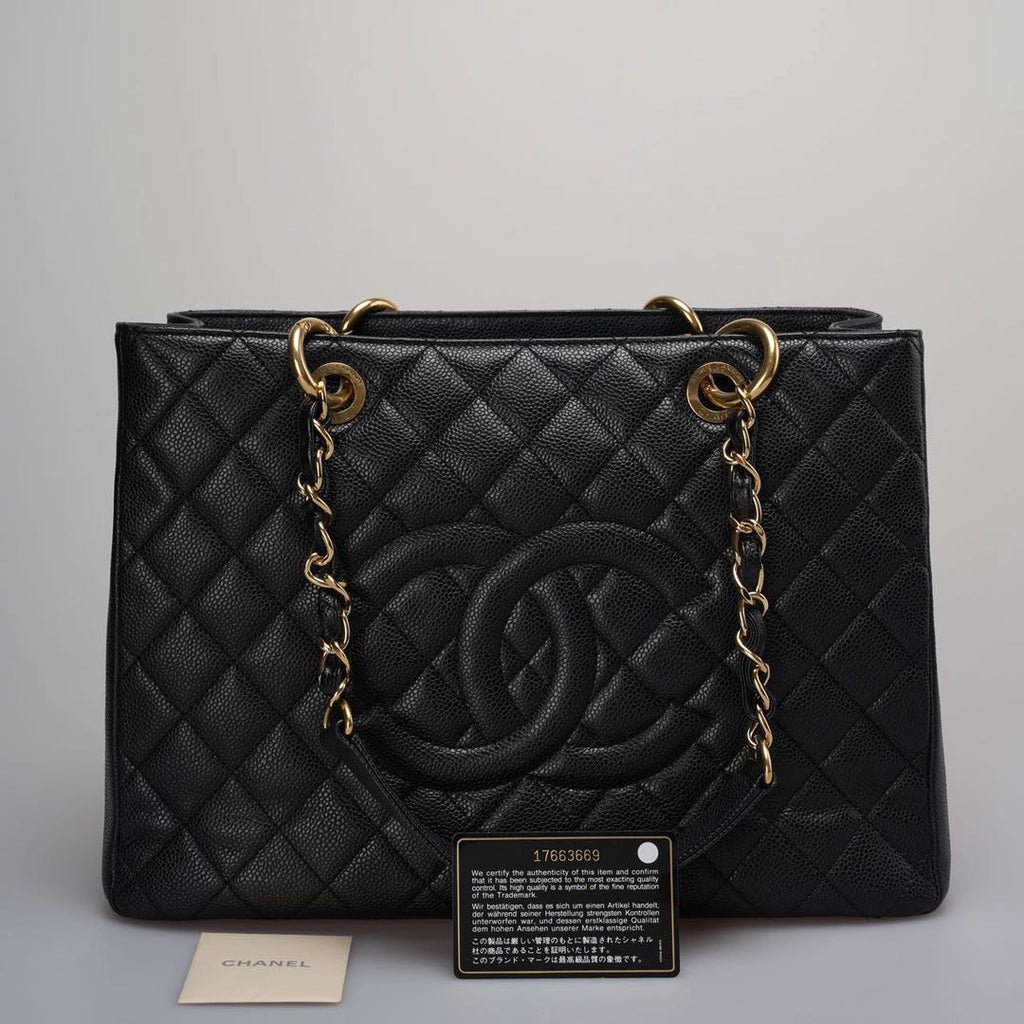 Chanel Medium Grand Shopping Tote Black GST Bag in caviar Leather with Gold Hardware from 2013