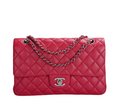 Chanel Red Medium Timeless Flap Bag with Silver Hardware