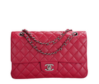 Chanel Red Medium Timeless Flap Bag with Silver Hardware