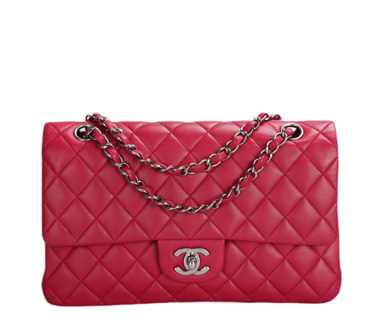 Chanel Red Medium Timeless Flap Bag with Silver Hardware