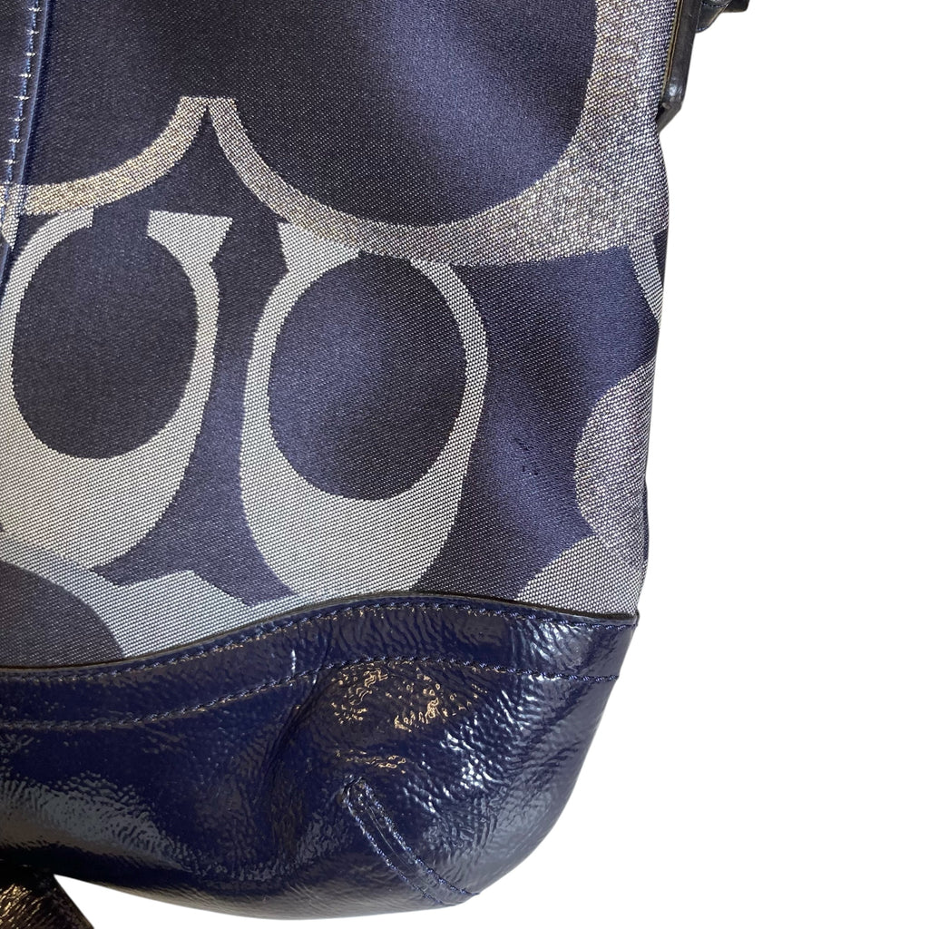 Crossbody Designer By Coach In Blue & Silver, Size:Small