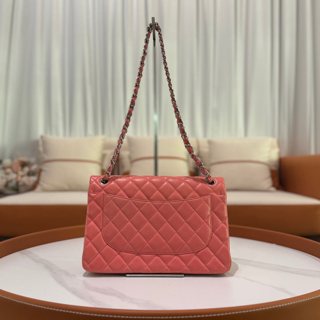 CHANEL CF CLASSIC FLAP BAG PINK LAMBSKIN