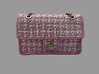 Chanel Classic Single Flap Bag Pink Woven 23C Gold Hardware