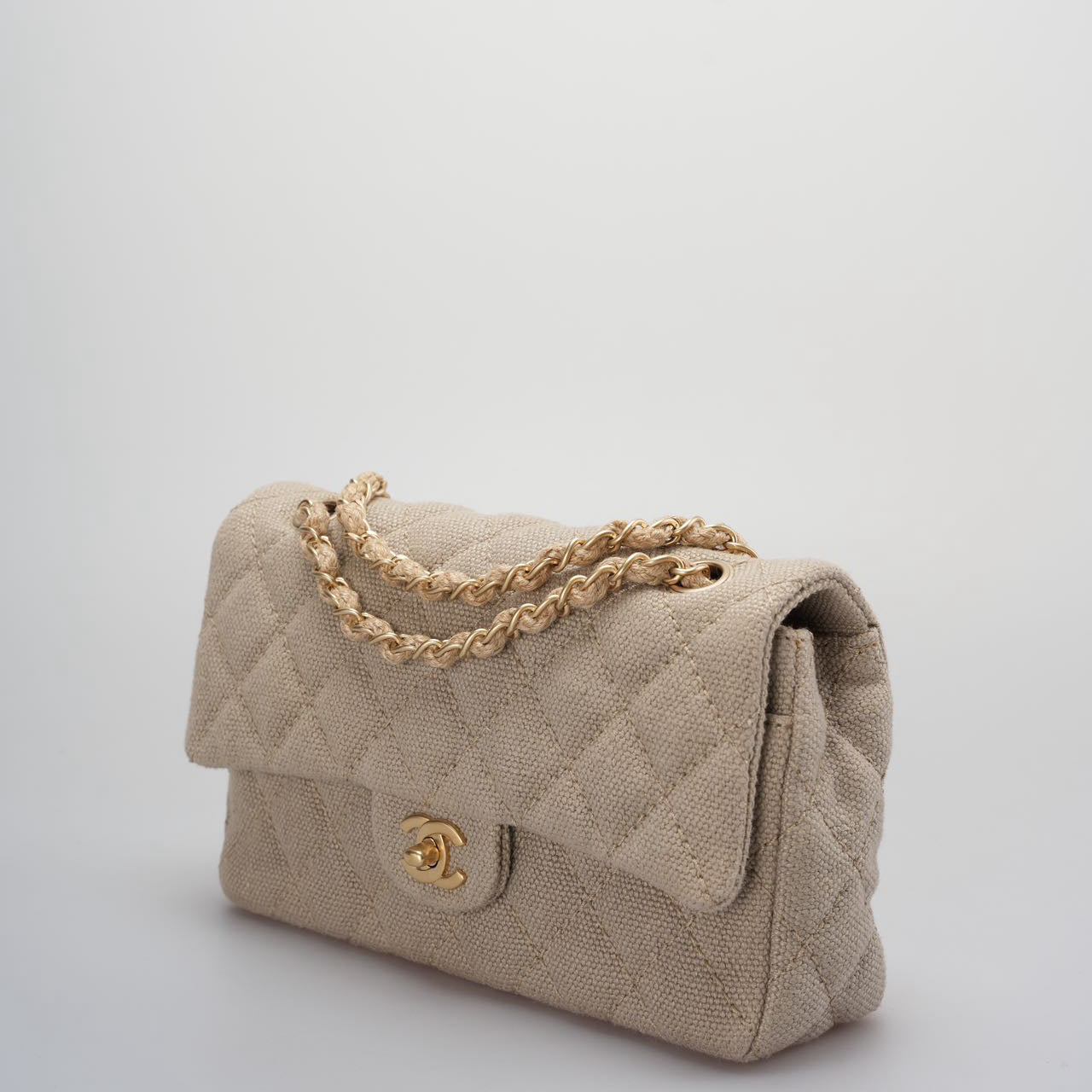 Chanel Linen Timeless Quilted Medium Flap in Beige