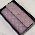 CHANEL LONG WALLET LIGHT PURPLE LAMBSKIN WALLET