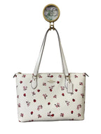 Handbag Designer By Coach In Cream & Pink, Size:Large