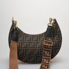Fendi Graphy Small Brown FF Jacquard Fabric Bag