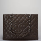 Chanel Brown GST Grand Shopping Tote  Bag in Caviar Leather with  Silver Hardware