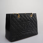 Chanel Medium Grand Shopping Tote Black GST Bag in Caviar Leather with Gold Hardware 2014