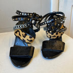 Sandals Luxury Designer By Yves Saint Laurent In Animal Print, Size:7.5