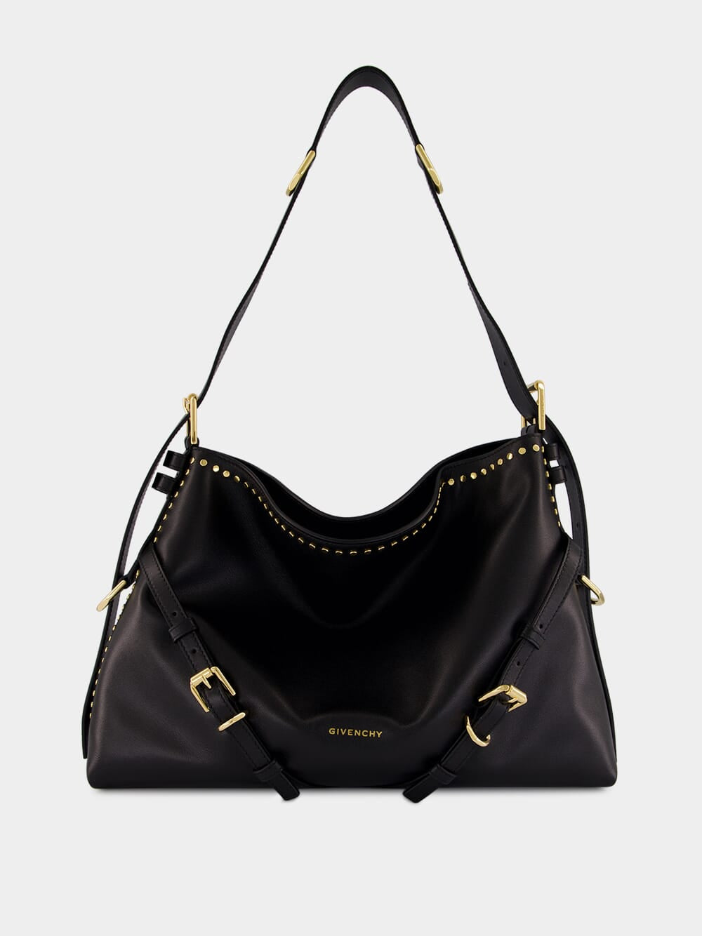 Voyou Medium Shoulder Bag in Black Calf Leather