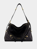 Voyou Medium Shoulder Bag in Black Calf Leather
