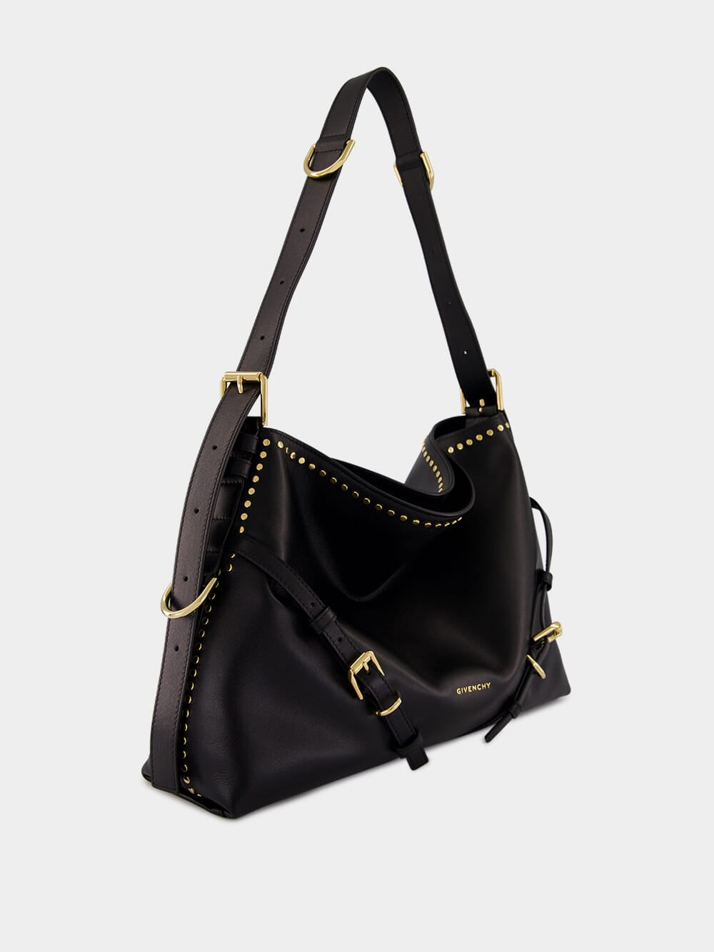 Voyou Medium Shoulder Bag in Black Calf Leather
