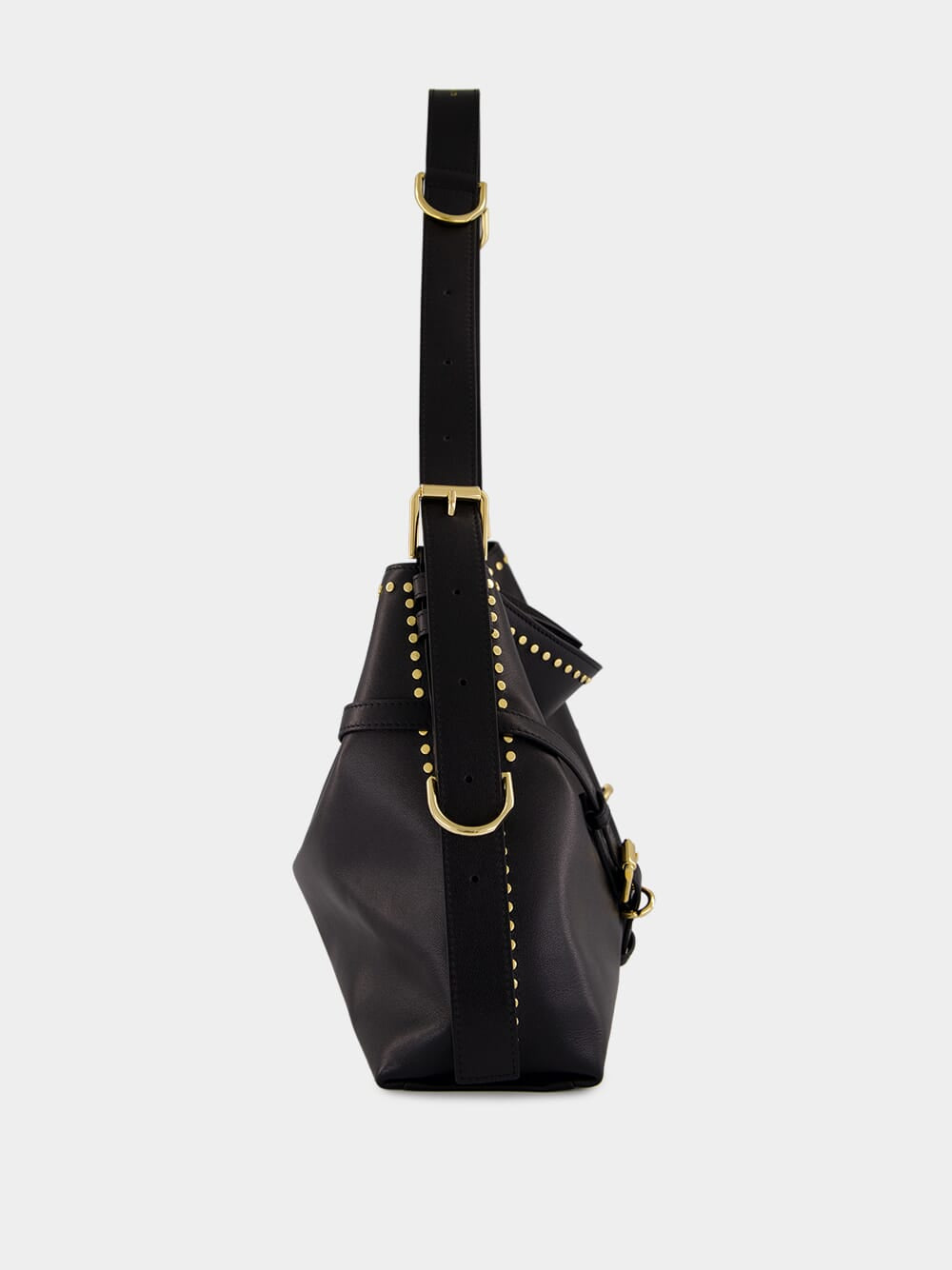Voyou Medium Shoulder Bag in Black Calf Leather