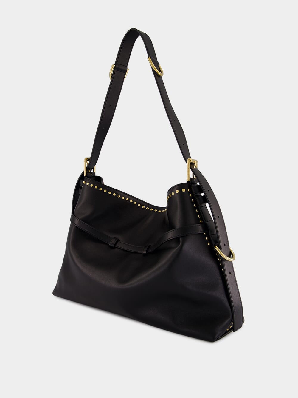 Voyou Medium Shoulder Bag in Black Calf Leather