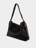 Voyou Medium Shoulder Bag in Black Calf Leather