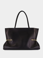 Black Pinch Squeezed Horizontal Tote in Nappa Leather
