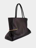 Black Pinch Squeezed Horizontal Tote in Nappa Leather