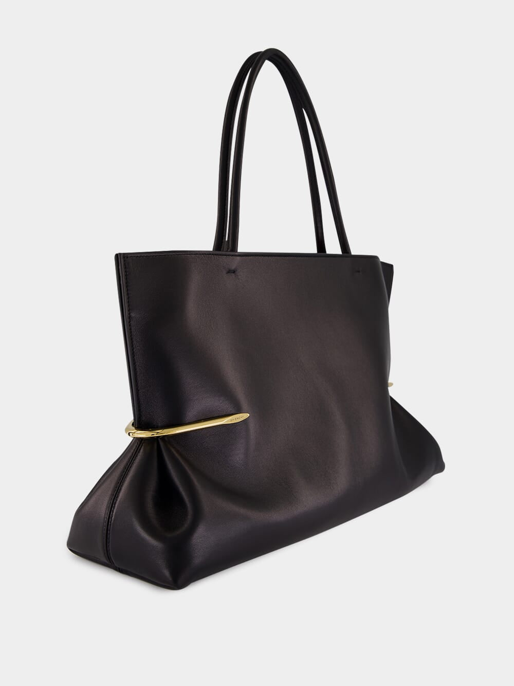 Black Pinch Squeezed Horizontal Tote in Nappa Leather