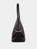Black Pinch Squeezed Horizontal Tote in Nappa Leather