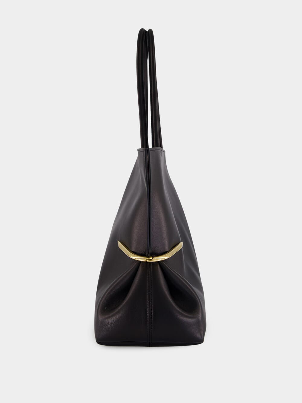 Black Pinch Squeezed Horizontal Tote in Nappa Leather