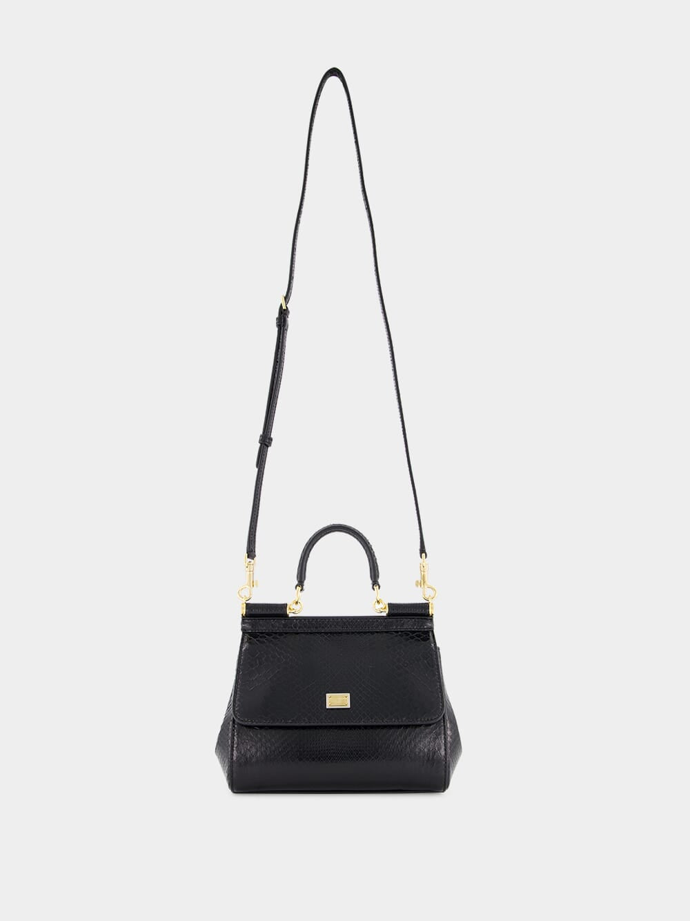 Black Medium Python Sicily Bag