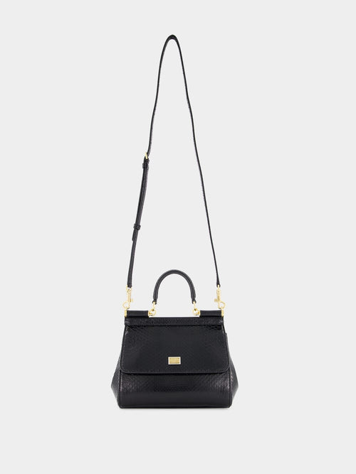Black Medium Python Sicily Bag