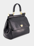 Black Medium Python Sicily Bag