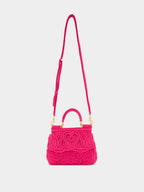 Fuxia Lace Cotton Top Handle Bag