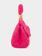Fuxia Lace Cotton Top Handle Bag