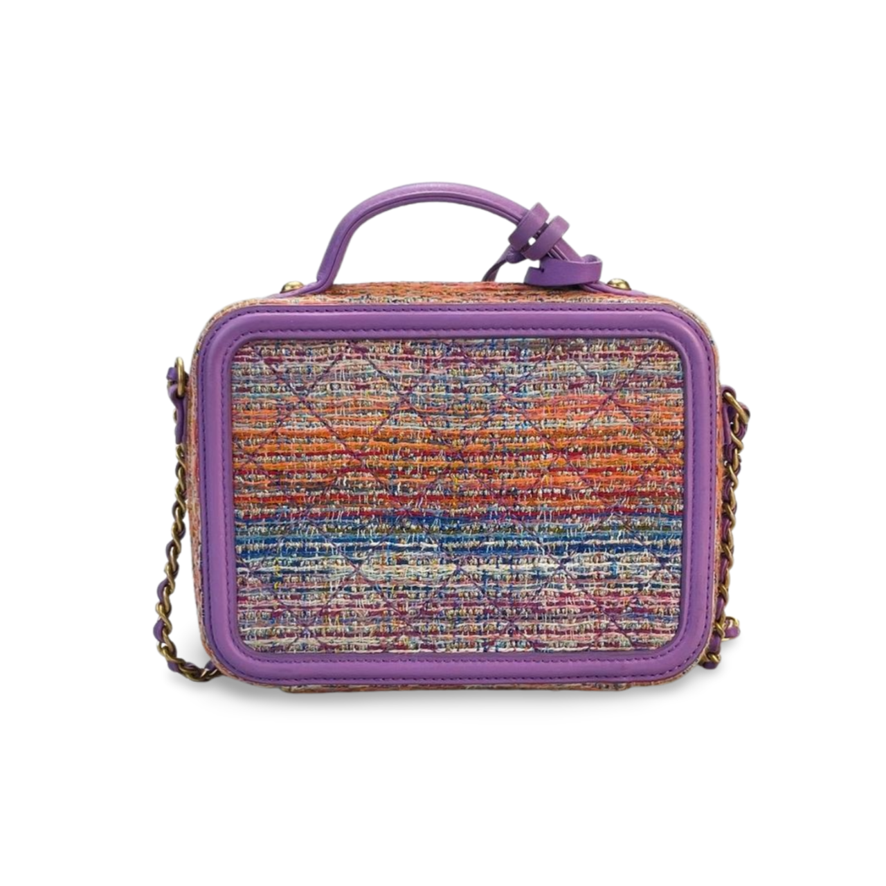 Chanel Tweed Vanity Case Bag with Gold Hardware Small Multi-Color